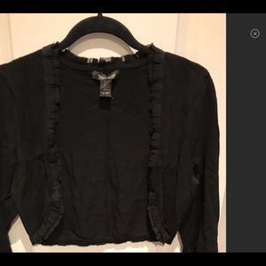 White House Black Market Black Ruffled Shrug